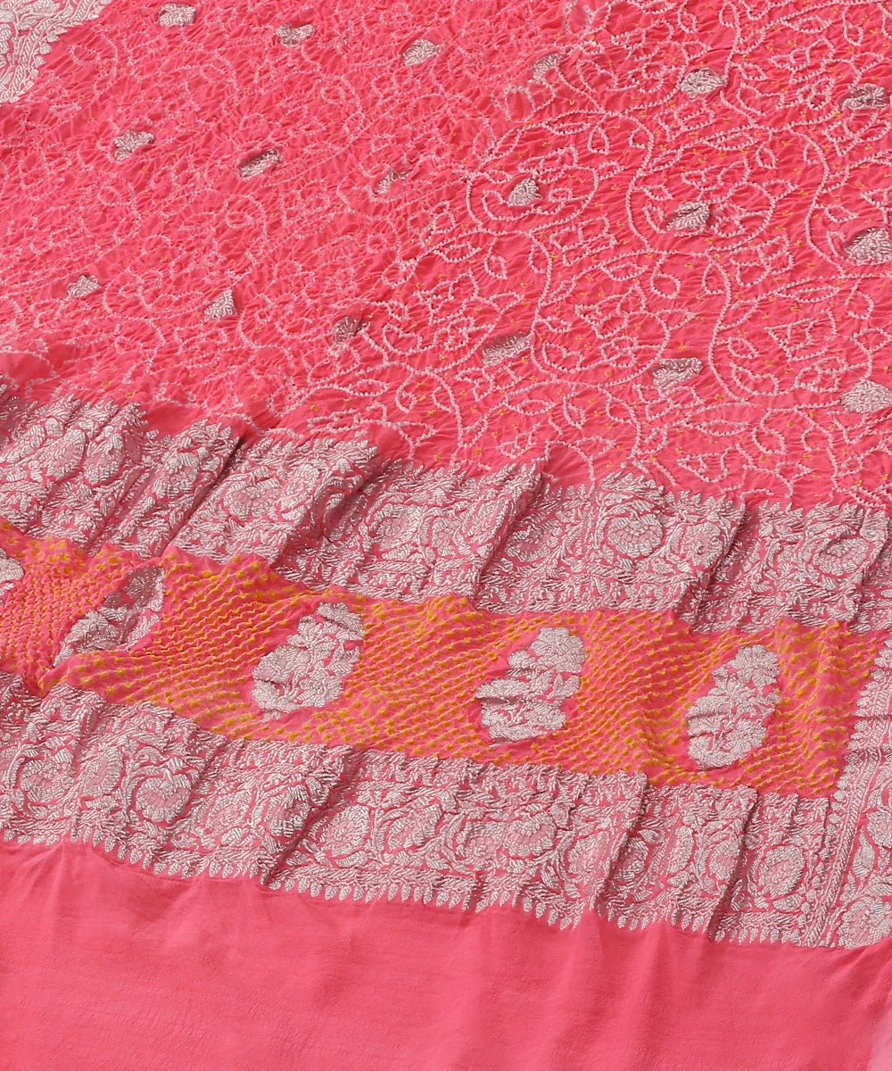 Handloom_Pink_Georgette_Kadhwa_Banarasi_Bandhej_Dupatta_with_Silver_Zari_Design_WeaverStory_03