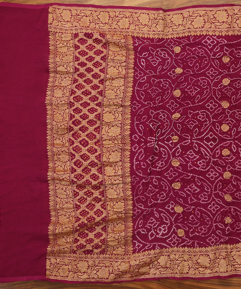 Plum_Handloom_Georgette_Bandhej_Kadhwa_Banarasi_Dupatta_WeaverStory_02