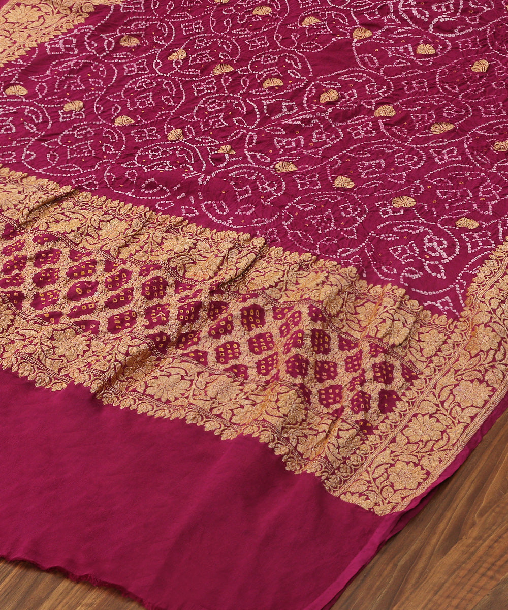 Plum_Handloom_Georgette_Bandhej_Kadhwa_Banarasi_Dupatta_WeaverStory_03