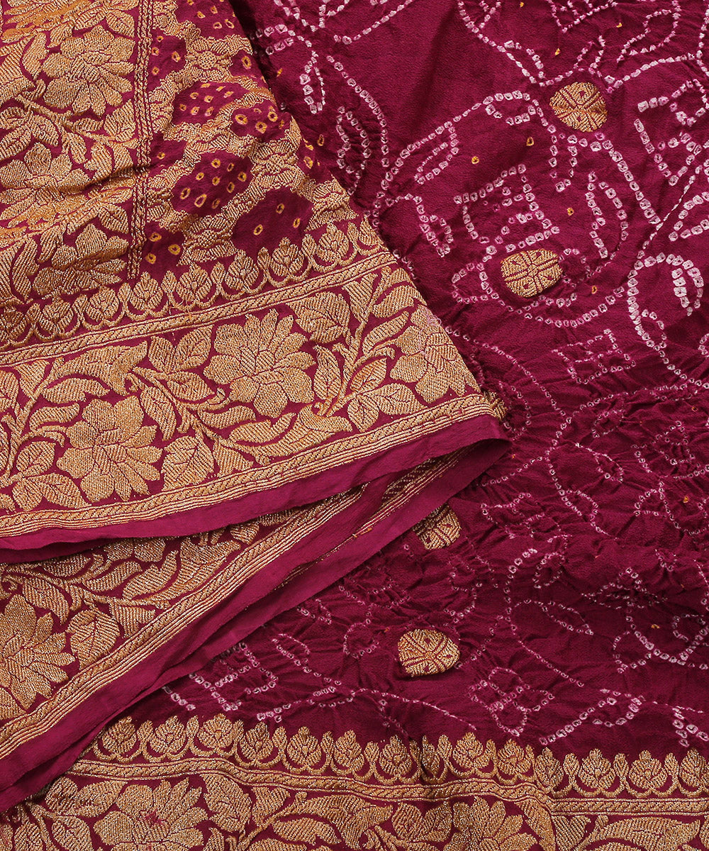 Plum_Handloom_Georgette_Bandhej_Kadhwa_Banarasi_Dupatta_WeaverStory_04