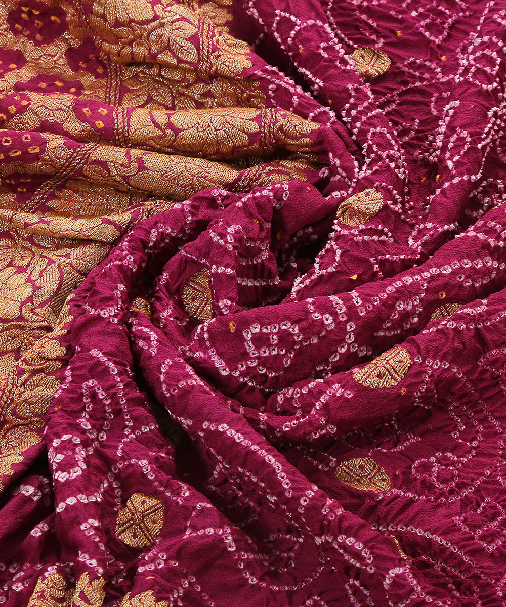Plum_Handloom_Georgette_Bandhej_Kadhwa_Banarasi_Dupatta_WeaverStory_05