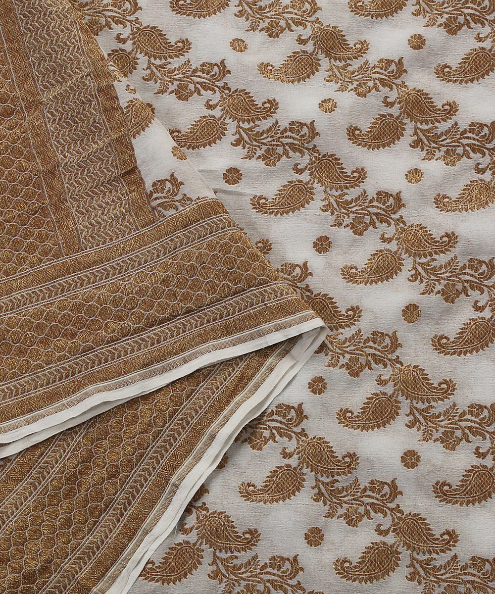 Handloom_White_Georgette_Banarasi_Dupatta_with_Floral_Zari_Jaal_WeaverStory_04
