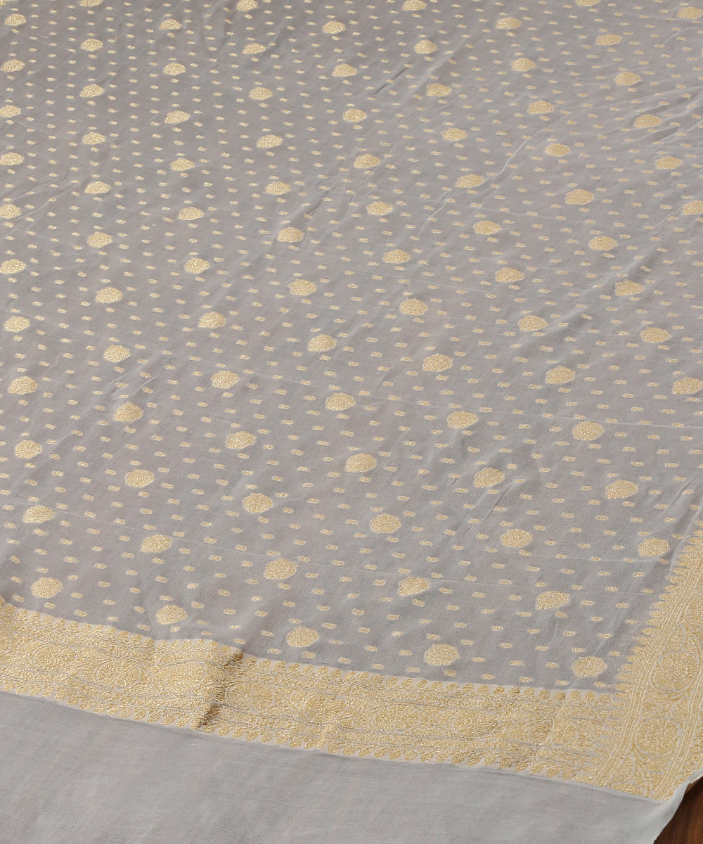 Handloom_Off_White_Georgette_Banarasi_Dupatta_with_Zari_Booti_WeaverStory_03