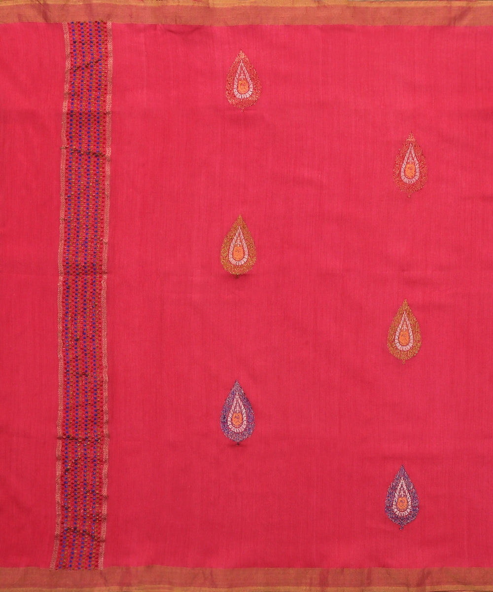 Pink_Handloom_Moonga_Silk_Banarasi_Dupatta_with_Paisley_Booti_WeaverStory_02