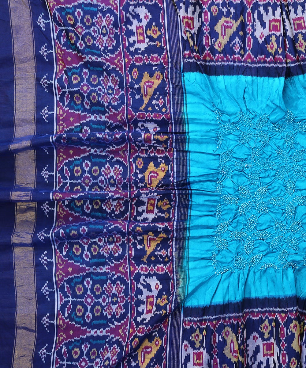 Blue_Dual_tone_Handloom_Mulberry_Silk_Ikat_Bandhej_Dupatta_WeaverStory_02