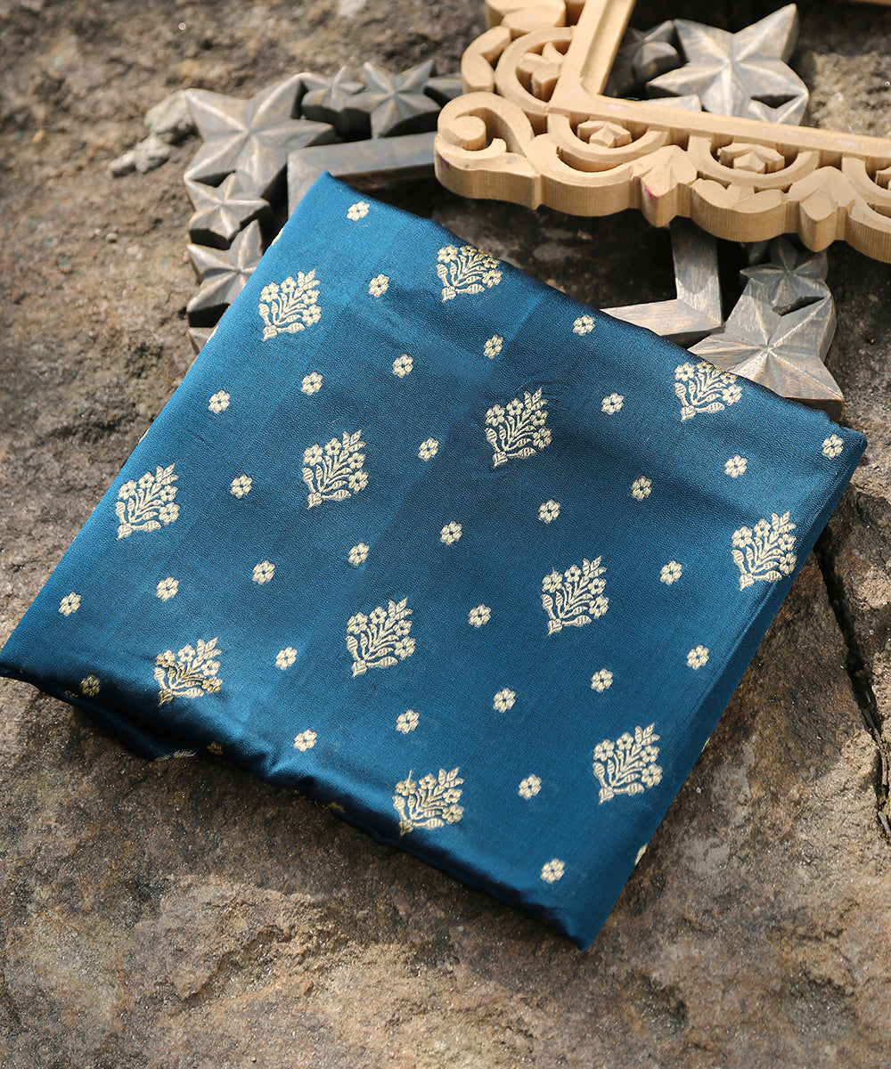 Handloom_Teal_Katan_Georgette_Banarasi_Dupatta_with_Floral_Booti_WeaverStory_01
