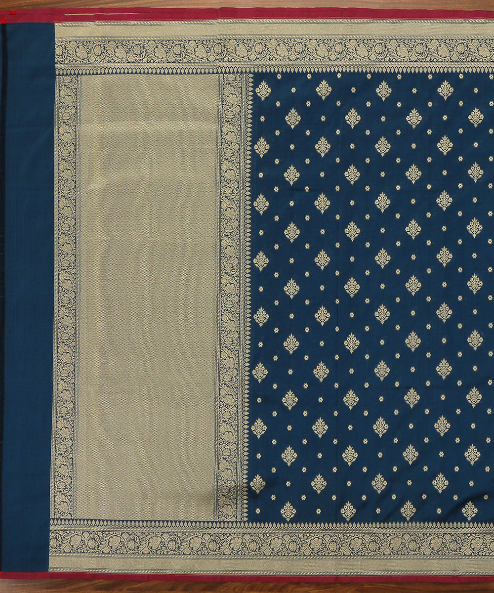 Handloom_Teal_Katan_Georgette_Banarasi_Dupatta_with_Floral_Booti_WeaverStory_02