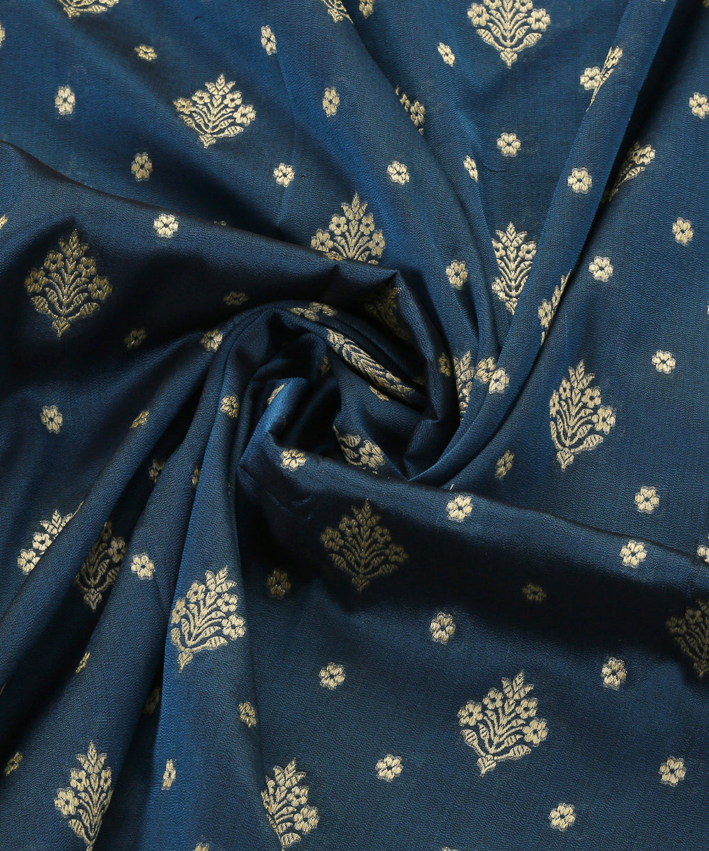 Handloom_Teal_Katan_Georgette_Banarasi_Dupatta_with_Floral_Booti_WeaverStory_05