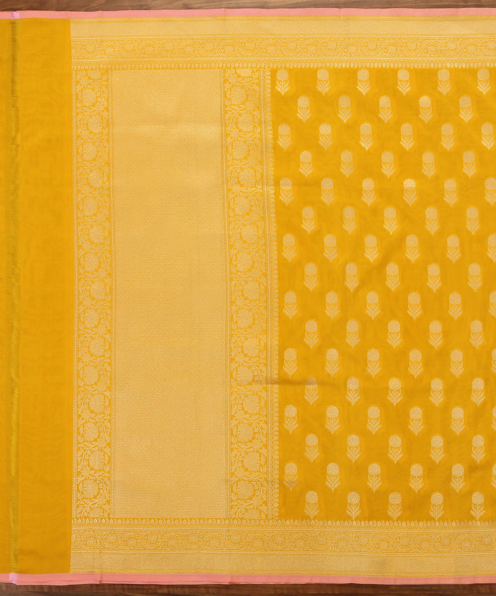 Handloom_Yellow_Katan_Georgette_Banarasi_Dupatta_with_Sunflower_Motifs_WeaverStory_02