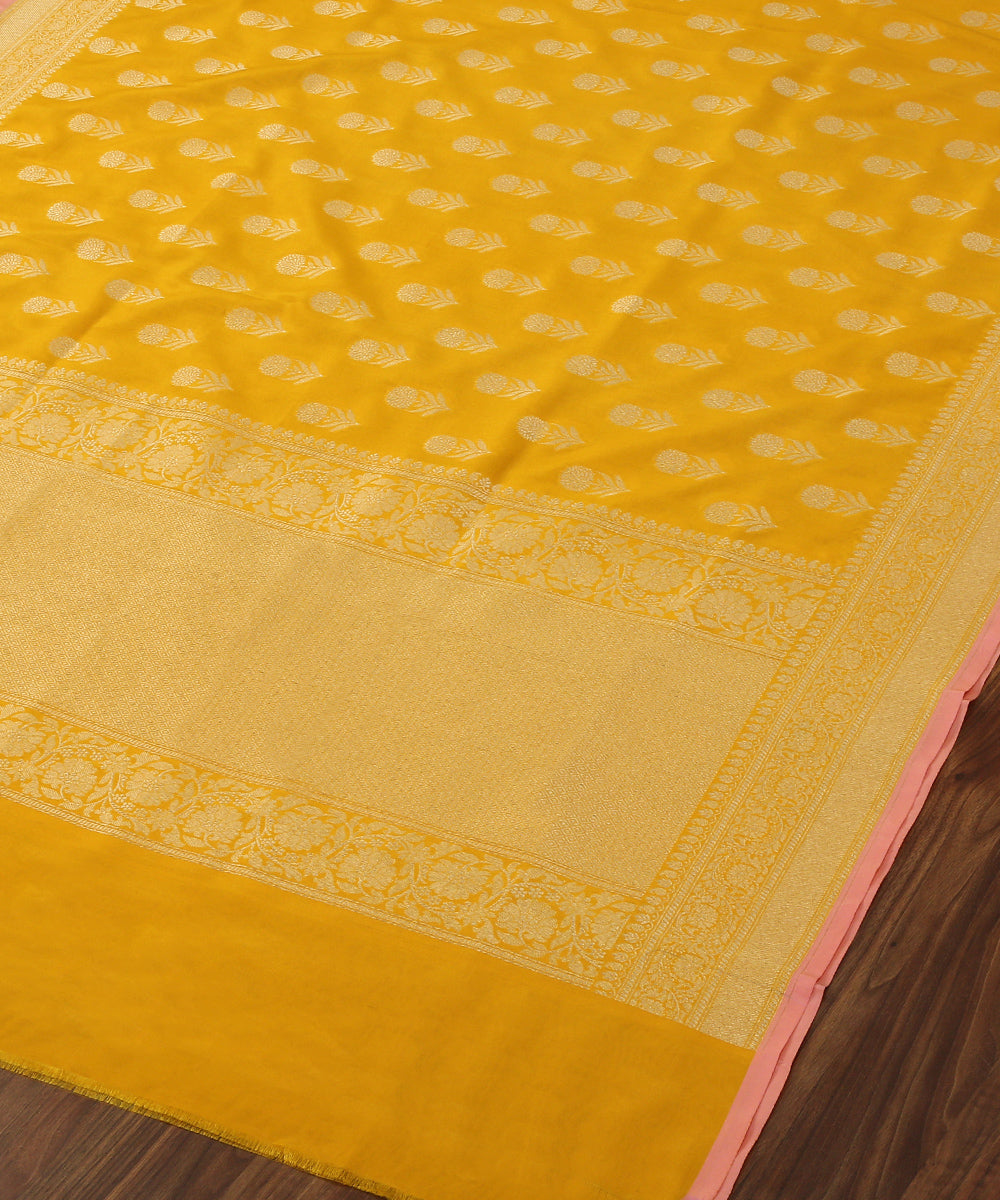 Handloom_Yellow_Katan_Georgette_Banarasi_Dupatta_with_Sunflower_Motifs_WeaverStory_03