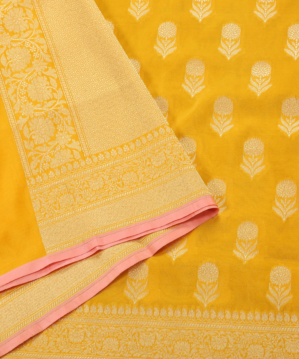 Handloom_Yellow_Katan_Georgette_Banarasi_Dupatta_with_Sunflower_Motifs_WeaverStory_04