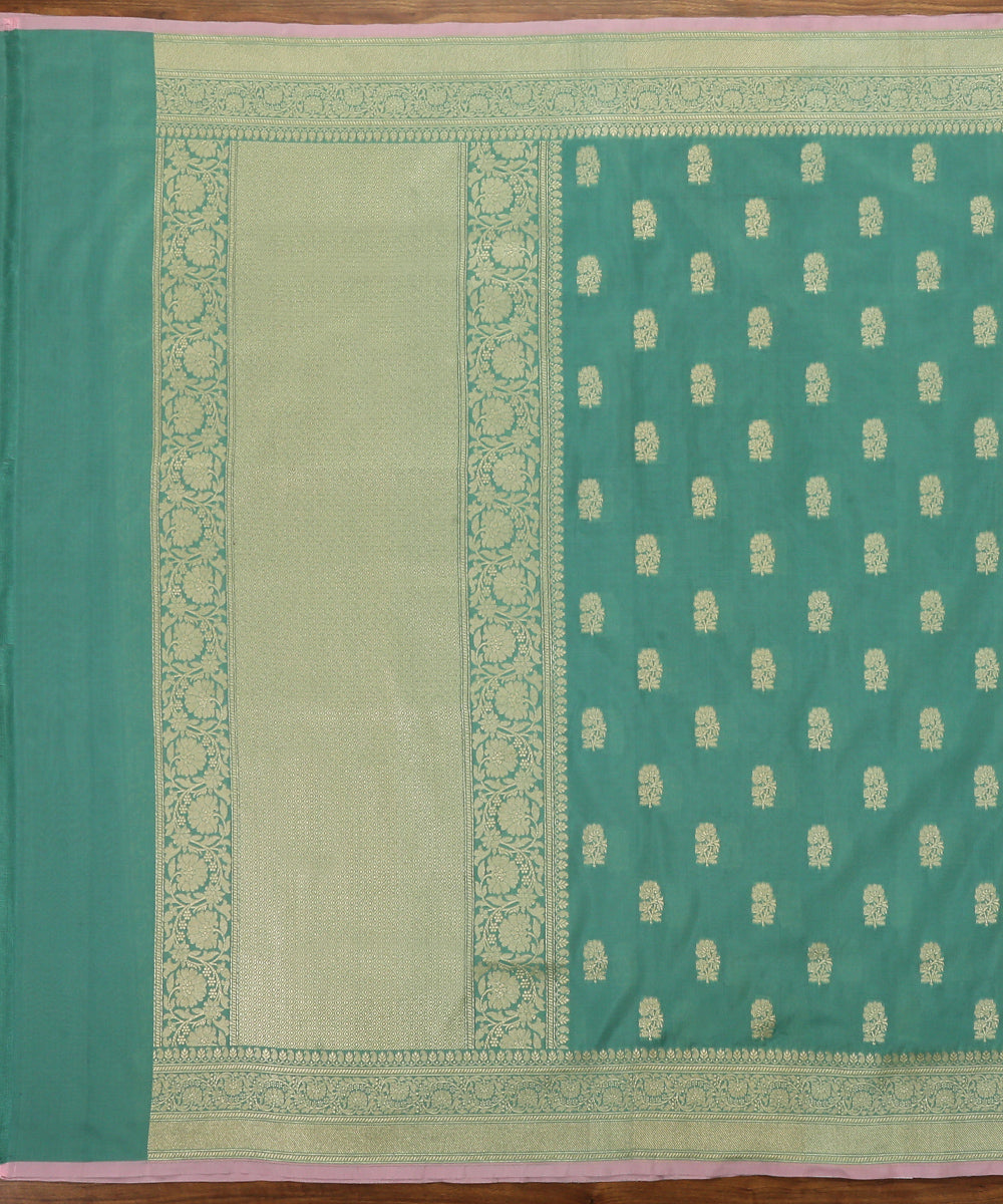 Handloom_Green_Katan_Georgette_Banarasi_Dupatta_with_Jaal_Border_WeaverStory_02