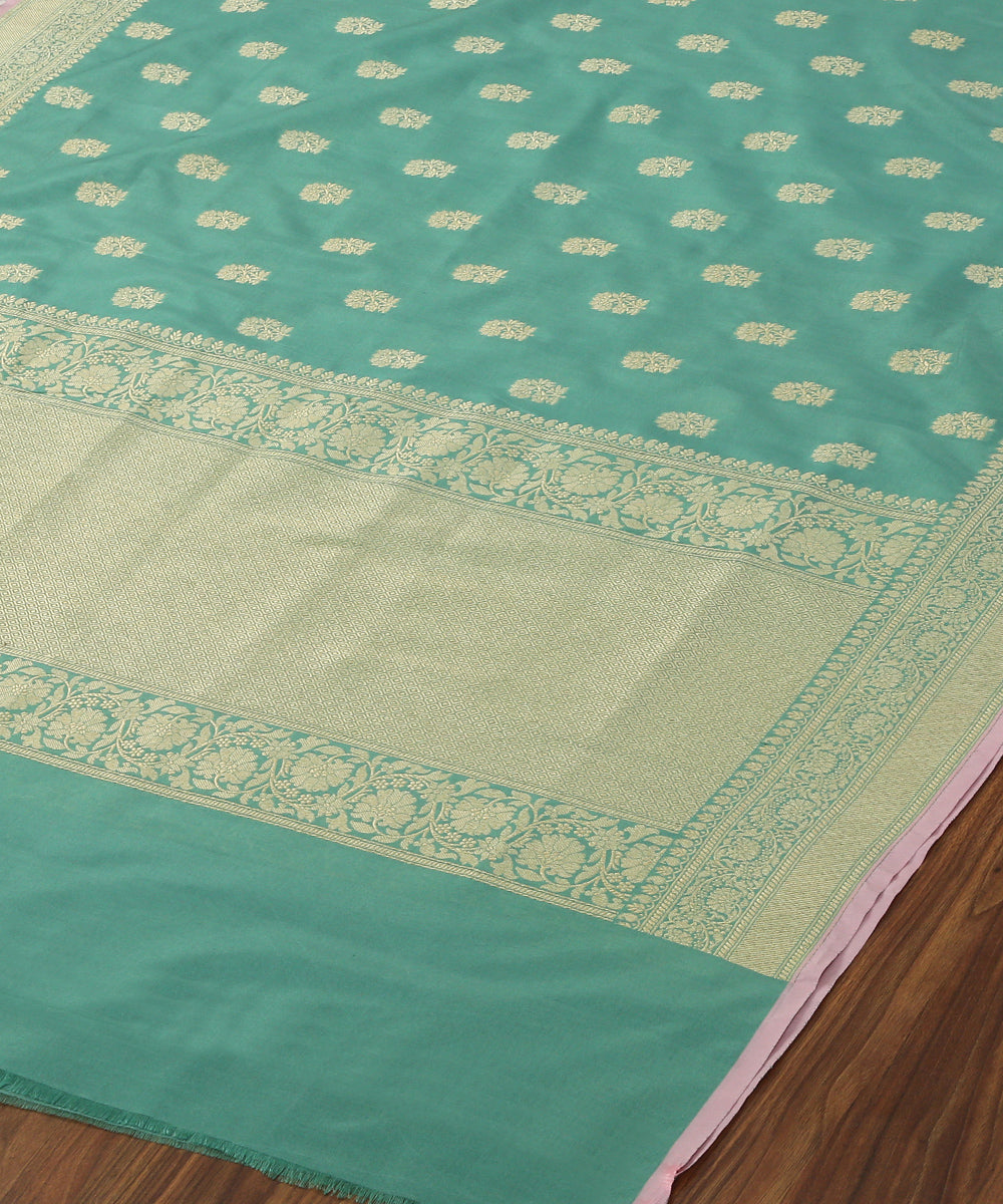 Handloom_Green_Katan_Georgette_Banarasi_Dupatta_with_Jaal_Border_WeaverStory_03