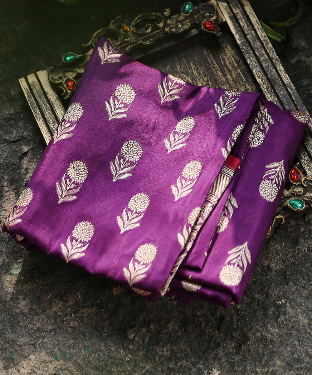 Handloom_Purple_Katan_Georgette_Banarasi_Dupatta_with_Sunflower_Border_WeaverStory_01