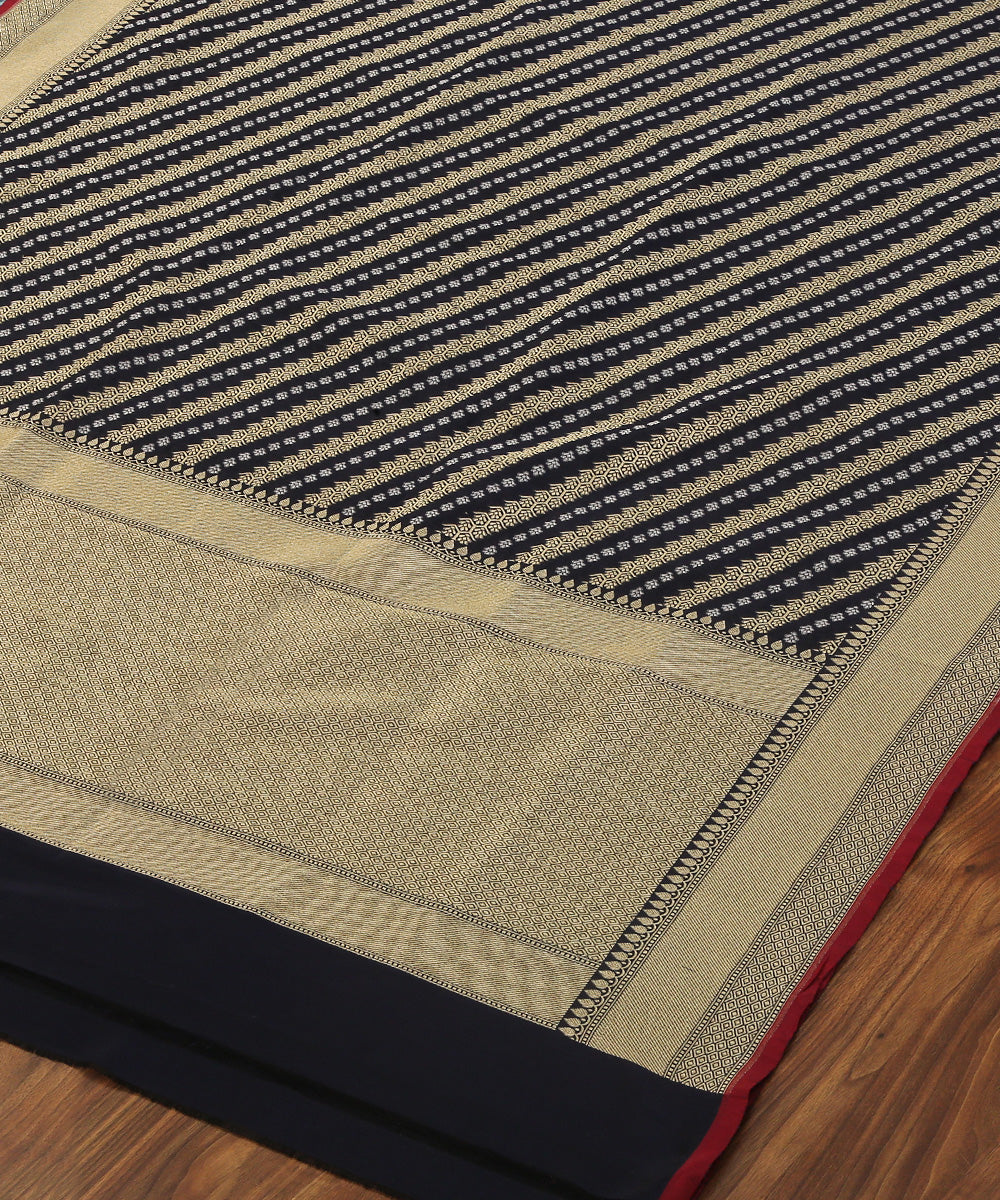 Handloom_Navy_Blue_Katan_Georgette_Banarasi_Dupatta_with_Aada_Jaal_WeaverStory_03