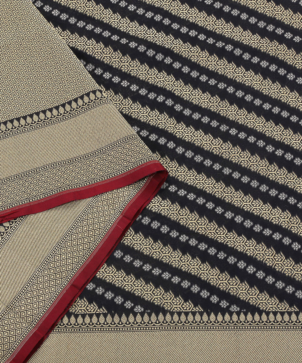 Handloom_Navy_Blue_Katan_Georgette_Banarasi_Dupatta_with_Aada_Jaal_WeaverStory_04