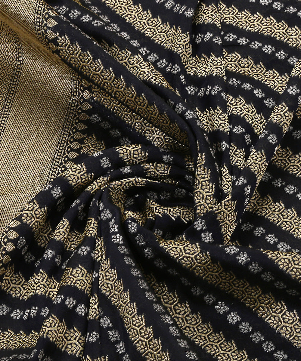 Handloom_Navy_Blue_Katan_Georgette_Banarasi_Dupatta_with_Aada_Jaal_WeaverStory_05