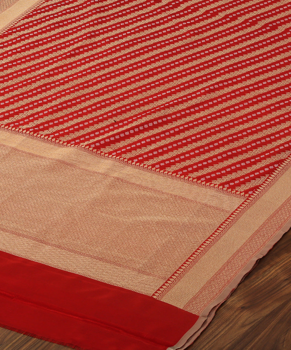 Handloom_Red_Katan_Georgette_Banarasi_Dupatta_with_Cutwork_Aada_Jaal_WeaverStory_03