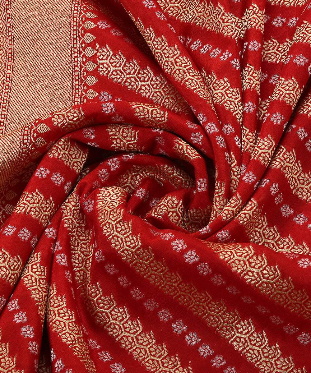 Handloom_Red_Katan_Georgette_Banarasi_Dupatta_with_Cutwork_Aada_Jaal_WeaverStory_05