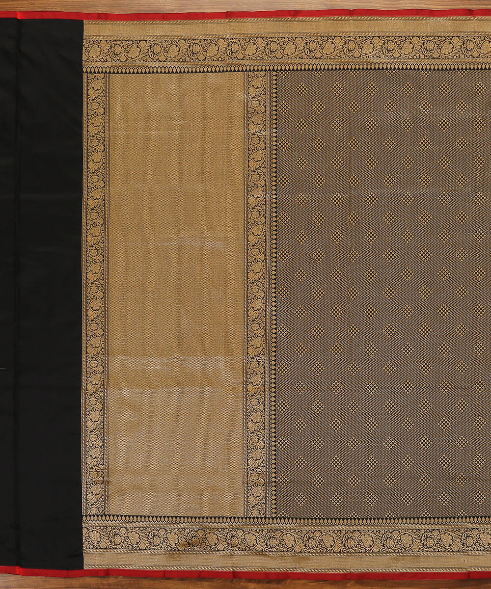 Black_Handloom_Pure_Katan_Silk_Banarasi_Dupatta_with_Gold_Zari_WeaverStory_02