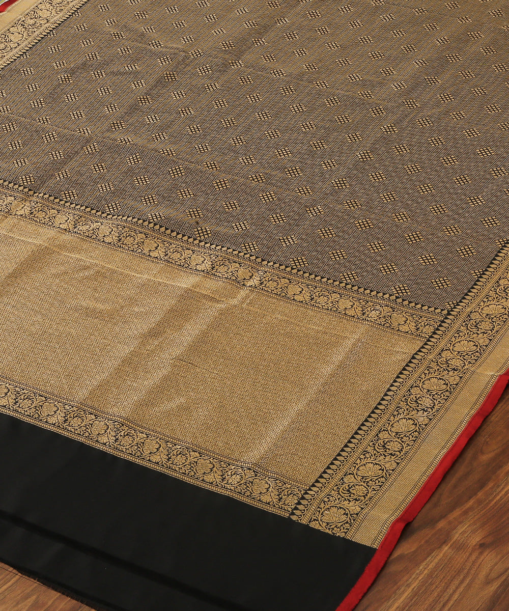 Black_Handloom_Pure_Katan_Silk_Banarasi_Dupatta_with_Gold_Zari_WeaverStory_03