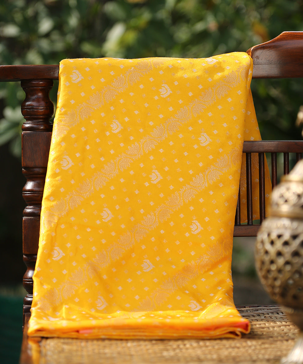 Yellow_Handloom_Pure_Katan_Silk_Banarasi_Dupatta_with_Aada_Jamdani_WeaverStory_01