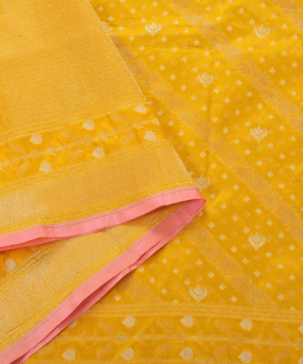 Yellow_Handloom_Pure_Katan_Silk_Banarasi_Dupatta_with_Aada_Jamdani_WeaverStory_04