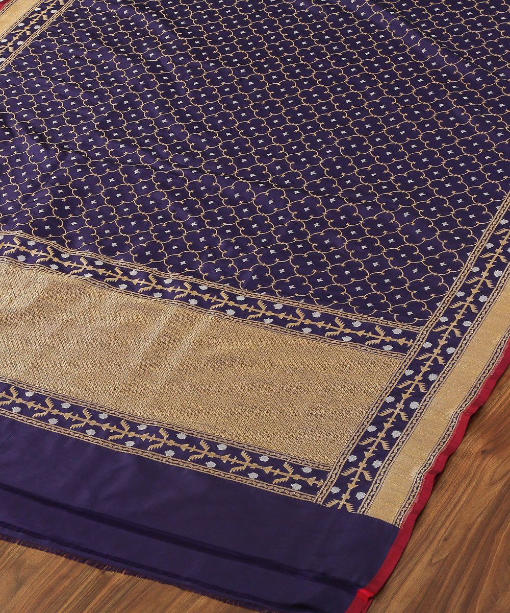 Handloom_Dark_Purple_Cutwork_Jamdani_Banarasi_Dupatta_WeaverStory_03