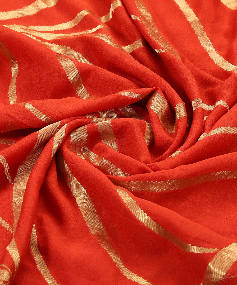 Handloom_Orange_Zig_Zag_Gold_Zari_Weave_Banarasi_Georgette_Dupatta_WeaverStory_05