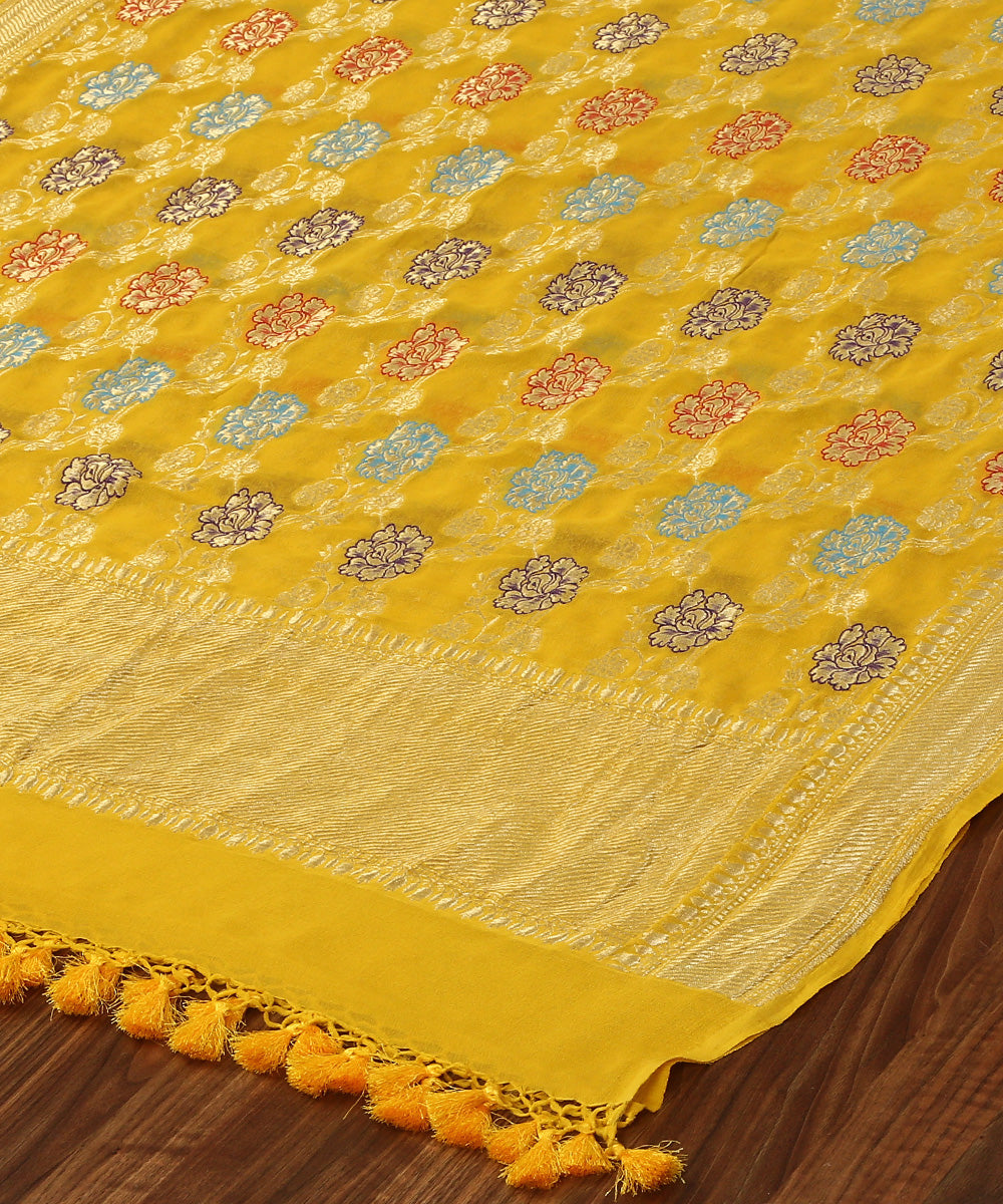 Mustard_Yellow_Handloom_Meenakari_Banarasi_Georgette_Dupatta_WeaverStory_03