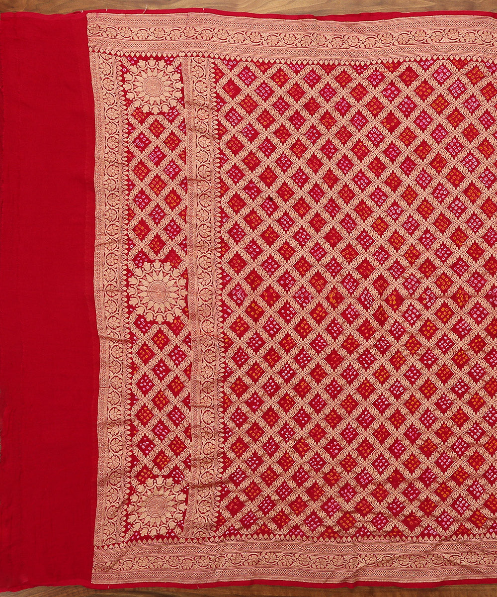 Rani_Pink_Handloom_Banarasi_Bandhej_Georgette_Dupatta_with_Zari_Jaal_WeaverStory_02