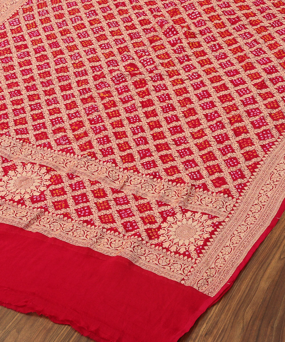 Rani_Pink_Handloom_Banarasi_Bandhej_Georgette_Dupatta_with_Zari_Jaal_WeaverStory_03