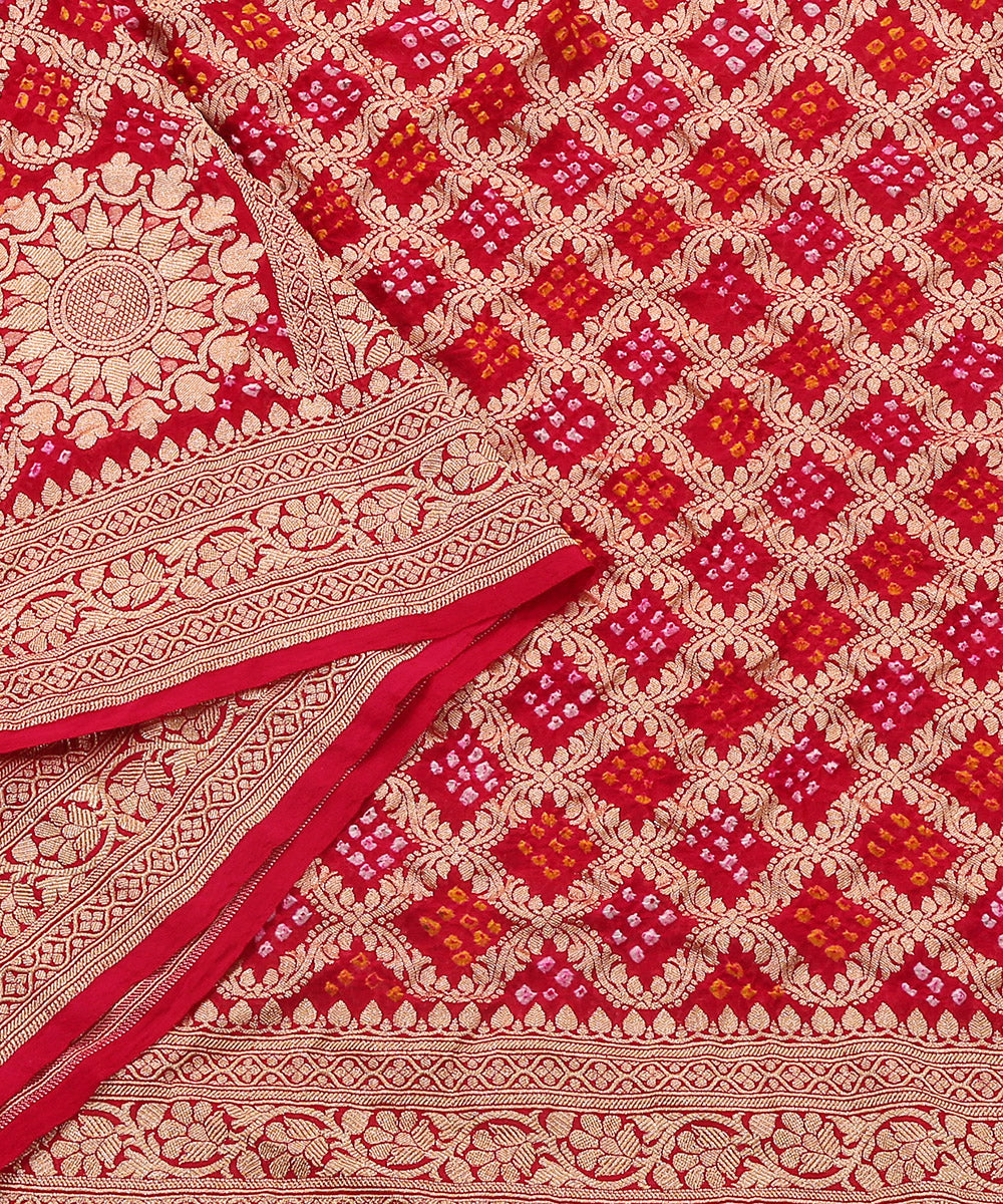 Rani_Pink_Handloom_Banarasi_Bandhej_Georgette_Dupatta_with_Zari_Jaal_WeaverStory_04