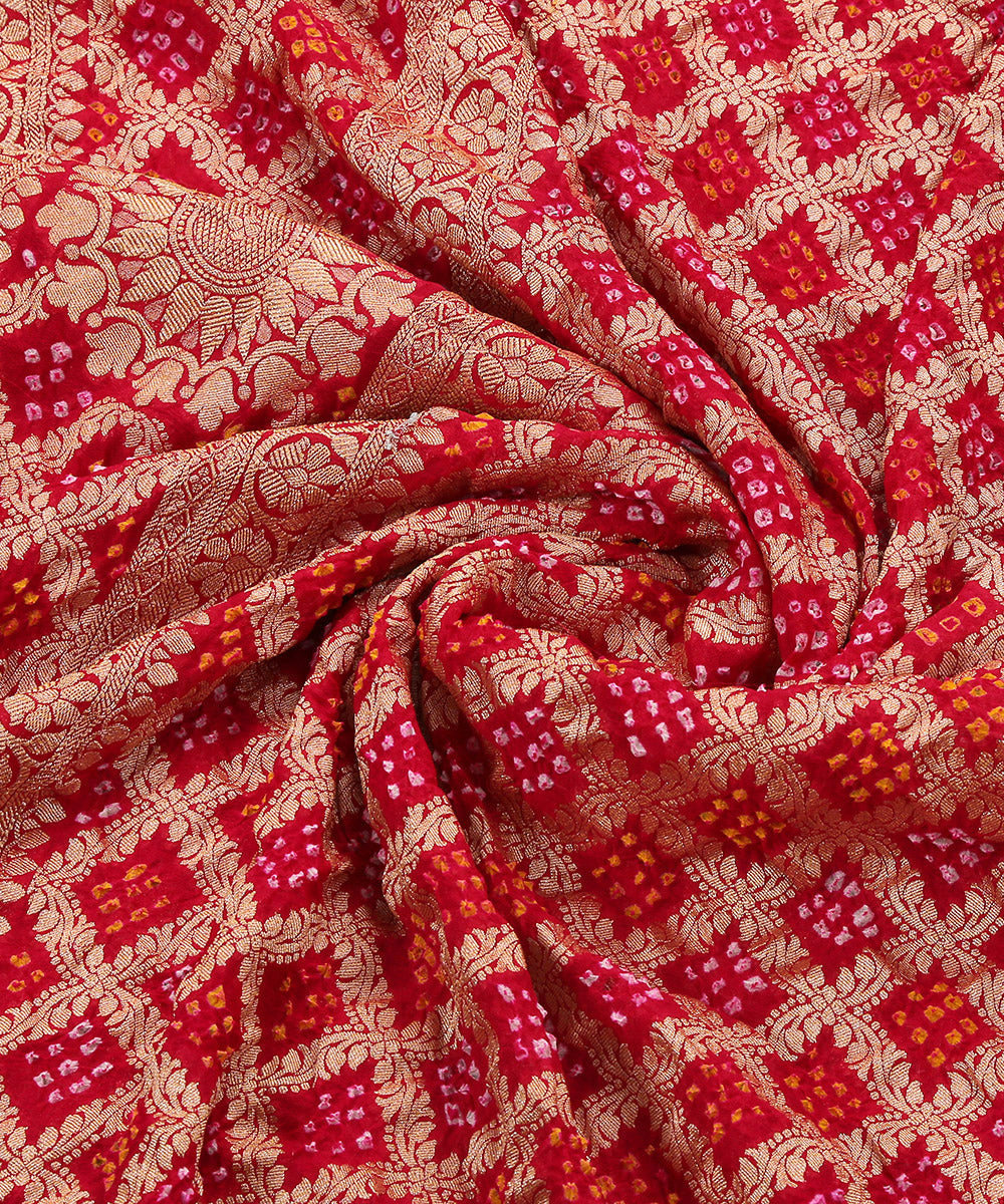 Rani_Pink_Handloom_Banarasi_Bandhej_Georgette_Dupatta_with_Zari_Jaal_WeaverStory_05