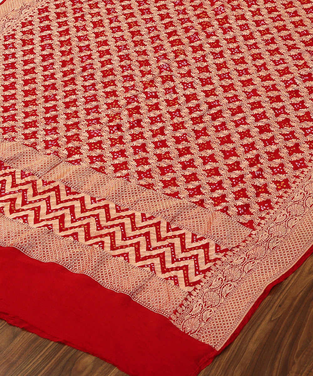Red_Handloom_Bandhej_Georgette_Banarasi_Dupatta_with_Zari_Border_WeaverStory_03