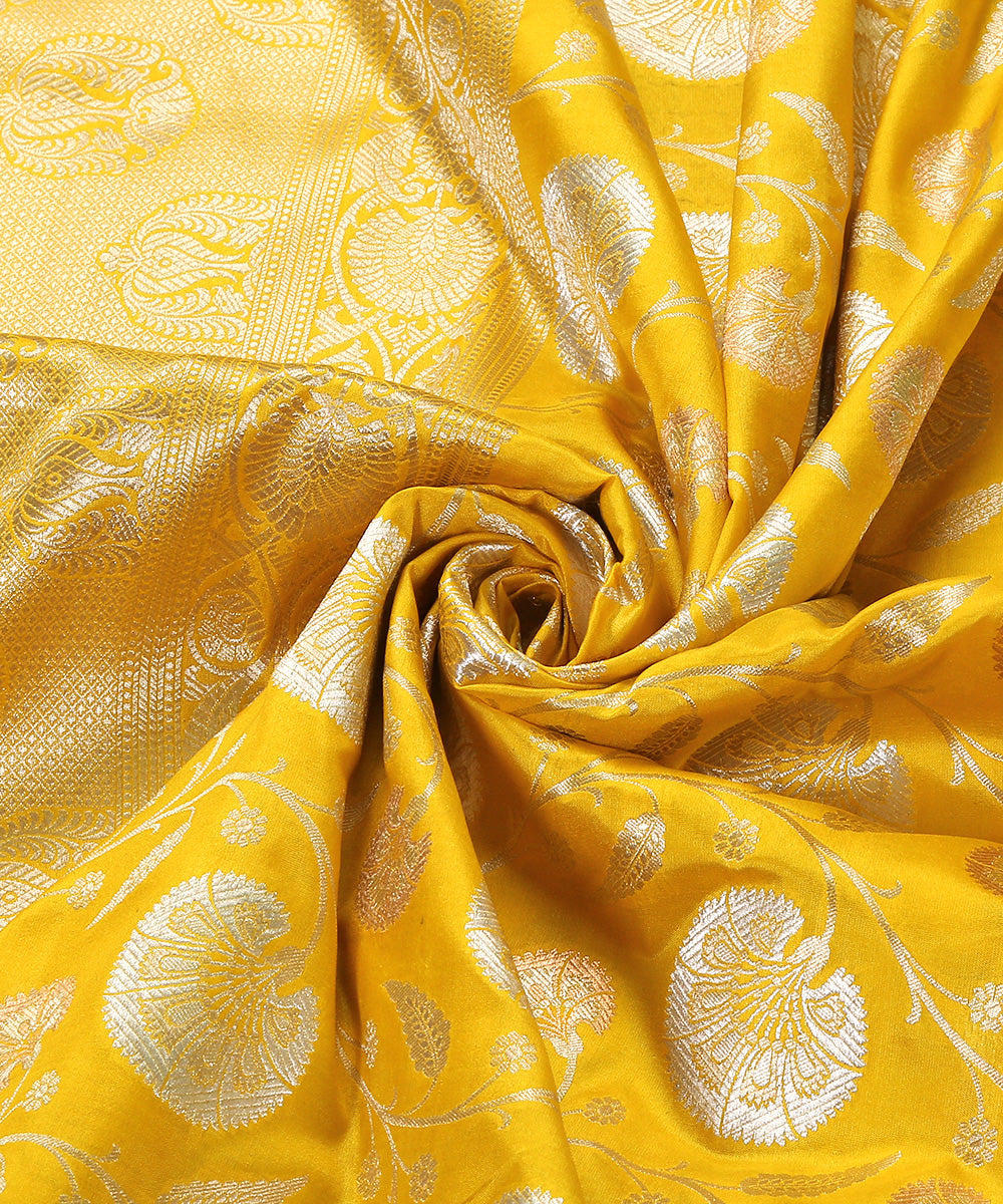 Handloom_Yellow_Cutwork_Jangla_Banarasi_Dupatta_With_Three_Tone_Zari_WeaverStory_05