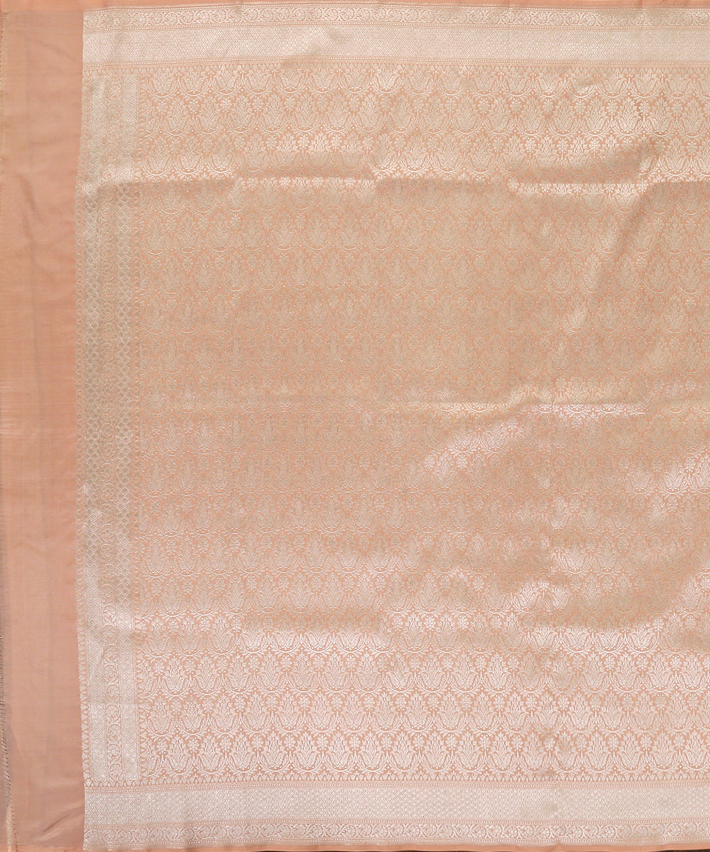Handloom_Peach_silver_Brocade_Pure_Katan_Silk_Banarasi_Dupatta_WeaverStory_02