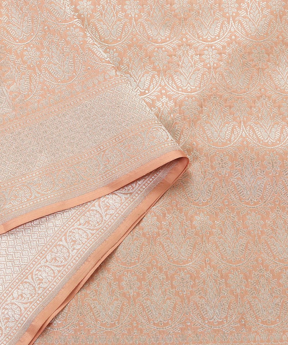 Handloom_Peach_silver_Brocade_Pure_Katan_Silk_Banarasi_Dupatta_WeaverStory_04