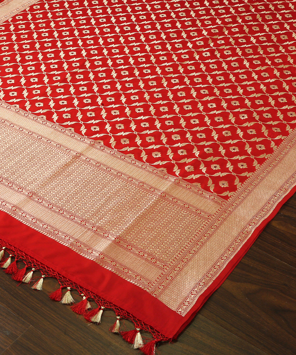 Handloom_Red_Pure_Katan_Silk_Banarasi_Dupatta_with_Cutwork_Jaal_WeaverStory_03