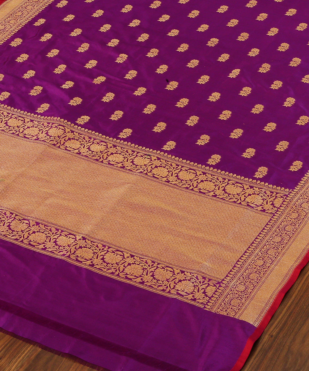 Purple_Handloom_Pure_Katan_Silk_Banarasi_Dupatta_with_Alluring_Booti_WeaverStory_03