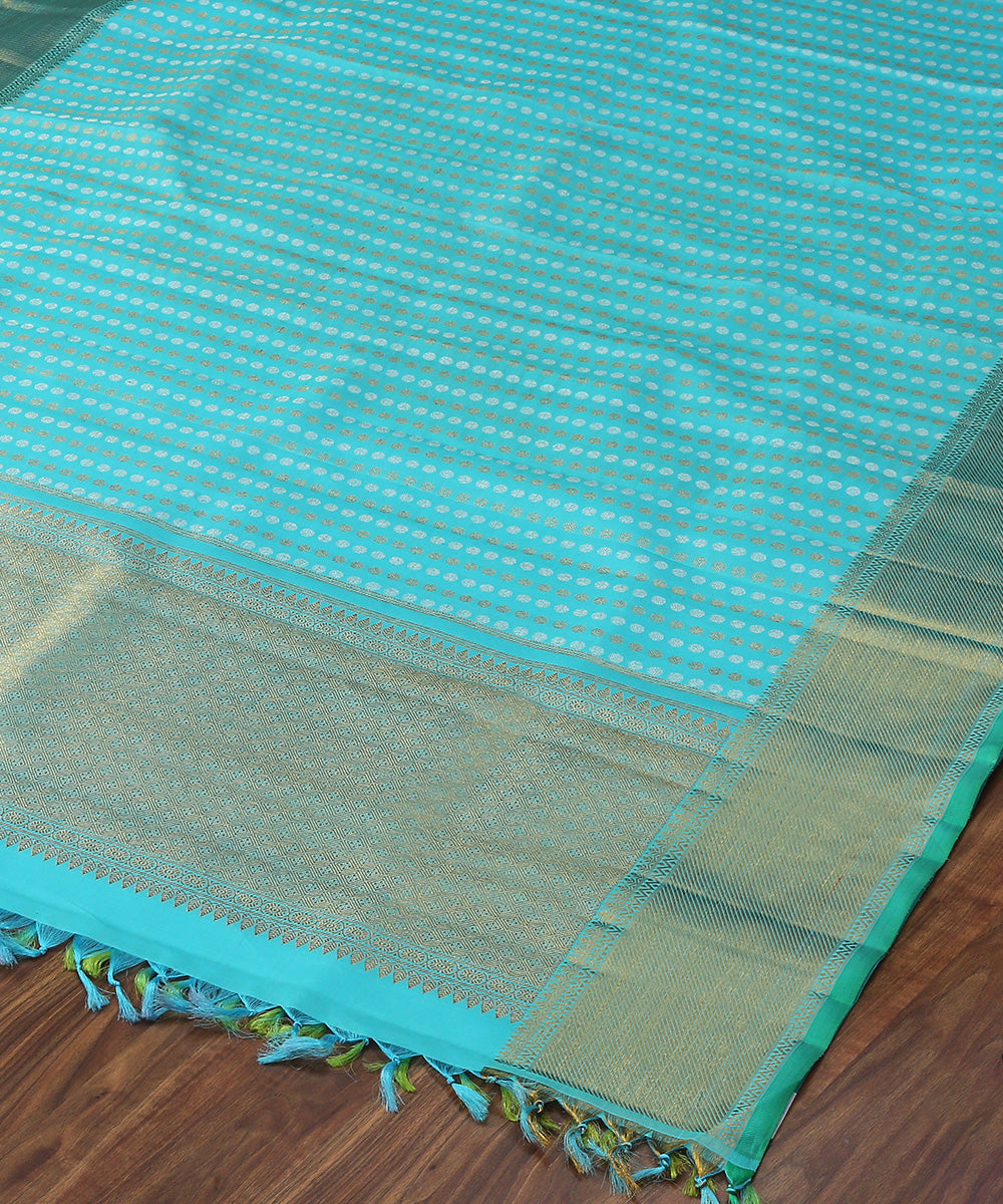 Handloom_Blue_Pure_Zari_Kanjivaram_Dupatta_With_Gold_And_Silver_Zari_Rudraksh_Motifs_WeaverStory_03