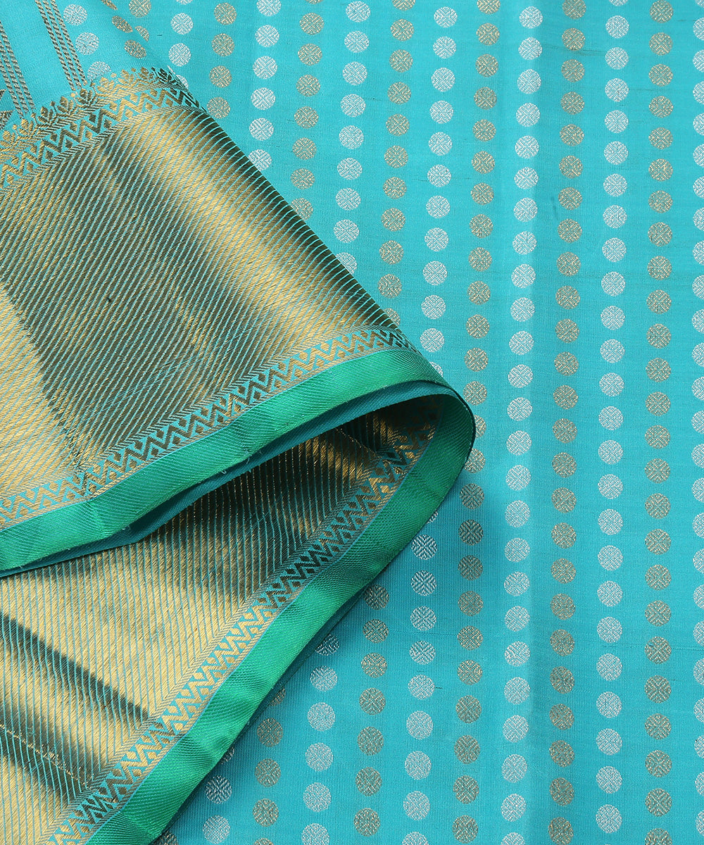 Handloom_Blue_Pure_Zari_Kanjivaram_Dupatta_With_Gold_And_Silver_Zari_Rudraksh_Motifs_WeaverStory_04