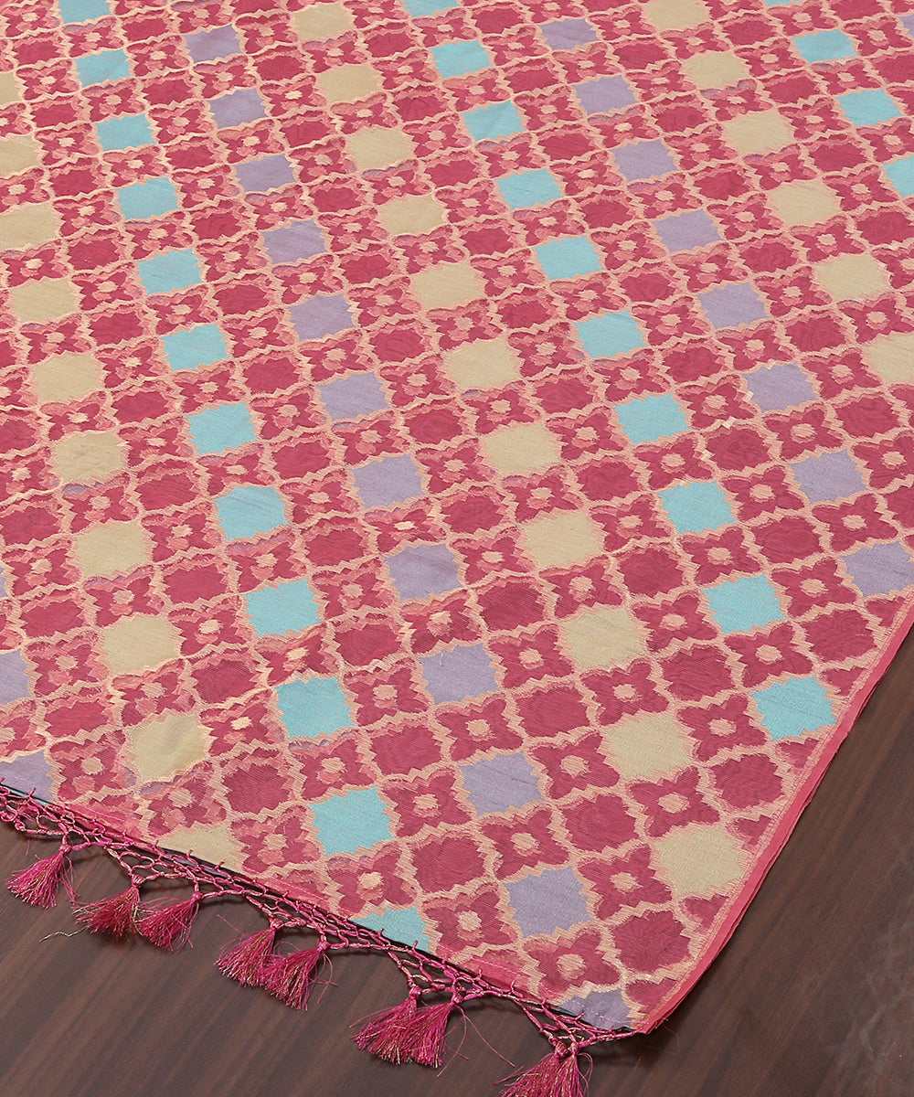 Pink_Handloom_Silk_Banarasi_Net_Meenakari_Dupatta_WeaverStory_03