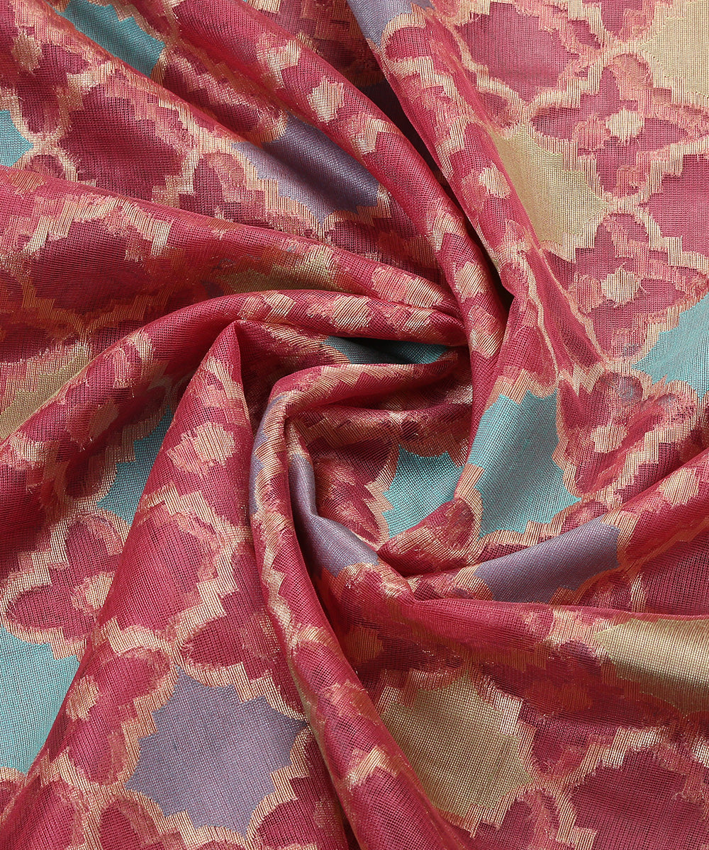 Pink_Handloom_Silk_Banarasi_Net_Meenakari_Dupatta_WeaverStory_05