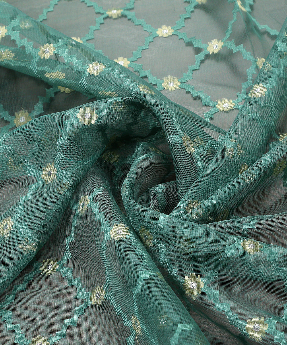 Handloom_Green_Pure_Silk_Banarasi_Dupatta_with_Net_Meenakari_WeaverStory_05