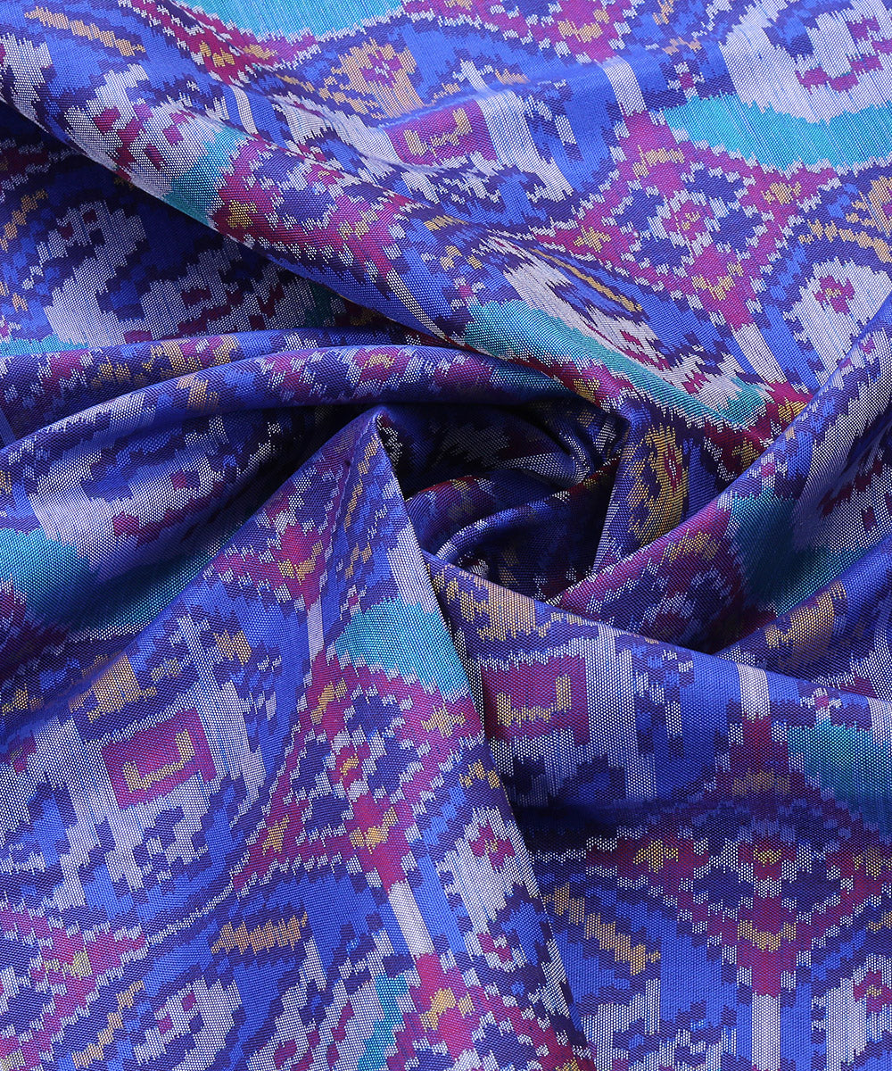 Handloom_Electric_Blue_Dual_Tone_Single_Ikat_8_Ply_Mulberry_Silk_Patola_Dupatta_WeaverStory_05