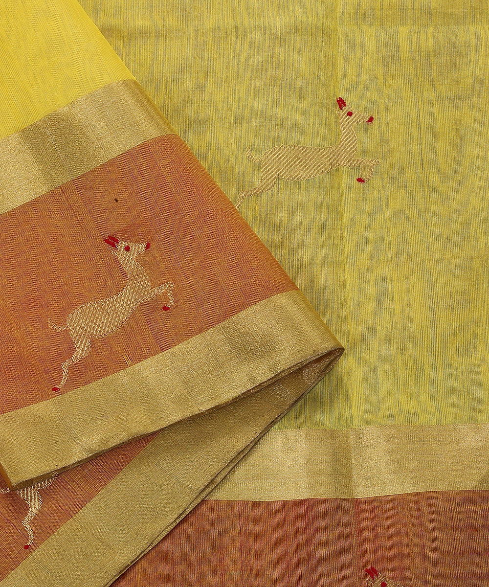 Green_Dual_Tone_Handloom_Silk_Chanderi_Dupatta_With_Intricate_Deer_Motifs_WeaverStory_04