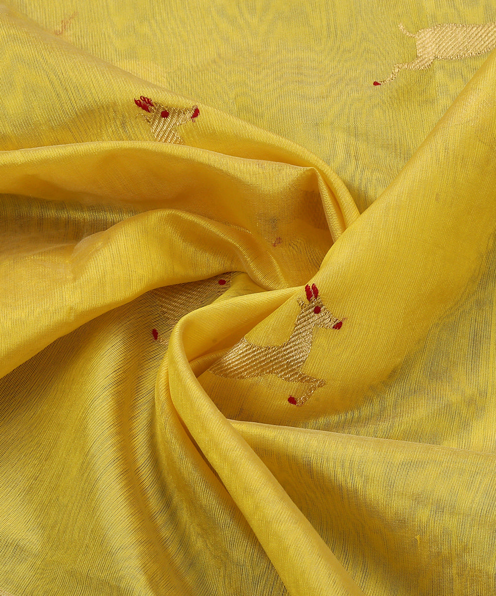 Green_Dual_Tone_Handloom_Silk_Chanderi_Dupatta_With_Intricate_Deer_Motifs_WeaverStory_05