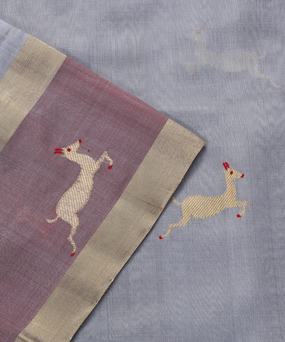 Handloom_Blue_Silk_Chanderi_Dupatta_With_Deer_Motifs_On_Border_WeaverStory_04