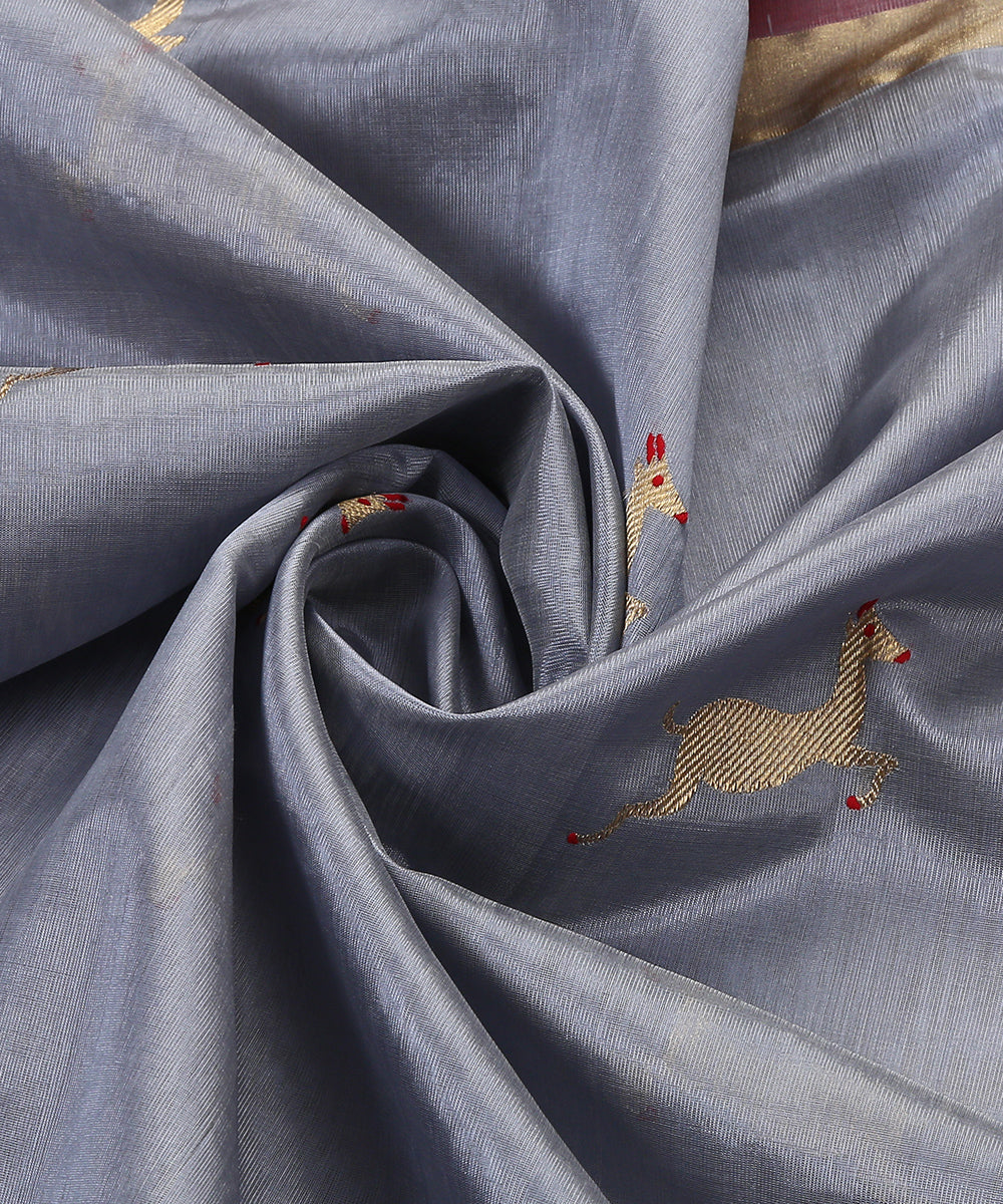 Handloom_Blue_Silk_Chanderi_Dupatta_With_Deer_Motifs_On_Border_WeaverStory_05